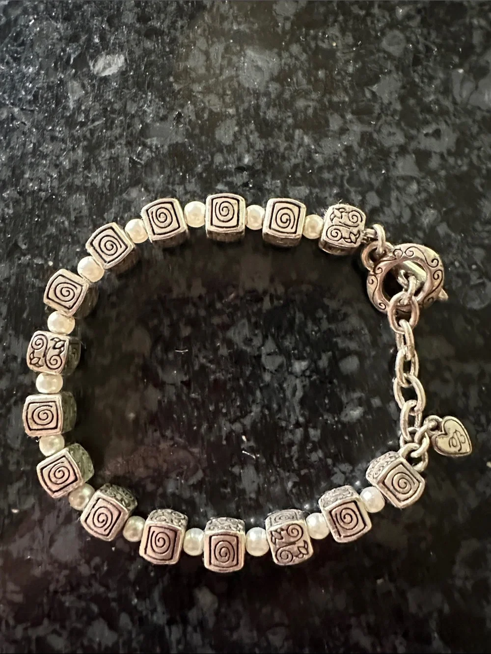 Brighton Essex Bead Bracelet Silver Plated Spiral Cube Bracelet - 2307